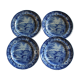 Lot of 4 cobalt blue English dessert plates