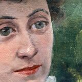 HST painting "Elegant hat surrounded by trees" XIX° century