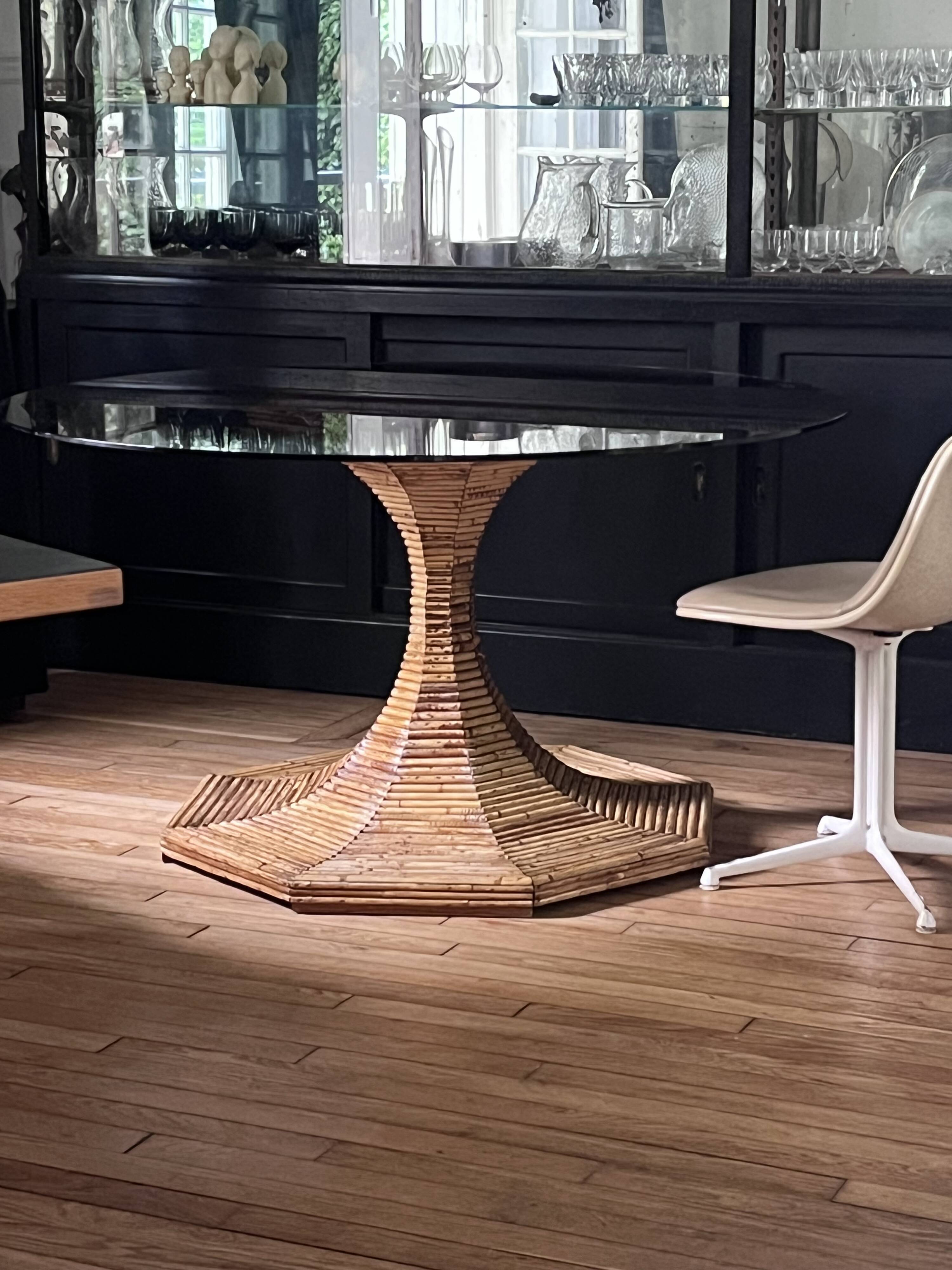 Vivai del Sud rattan bamboo table from the 70s