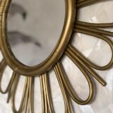 Golden rattan sun mirror 50cm