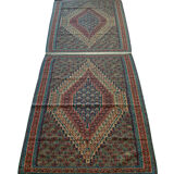 Pair of blue & green silk and wool kilims handmade persian rugs