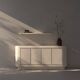 Contemporary Handmade Textured Plaster Sideboard with Walnut Interior