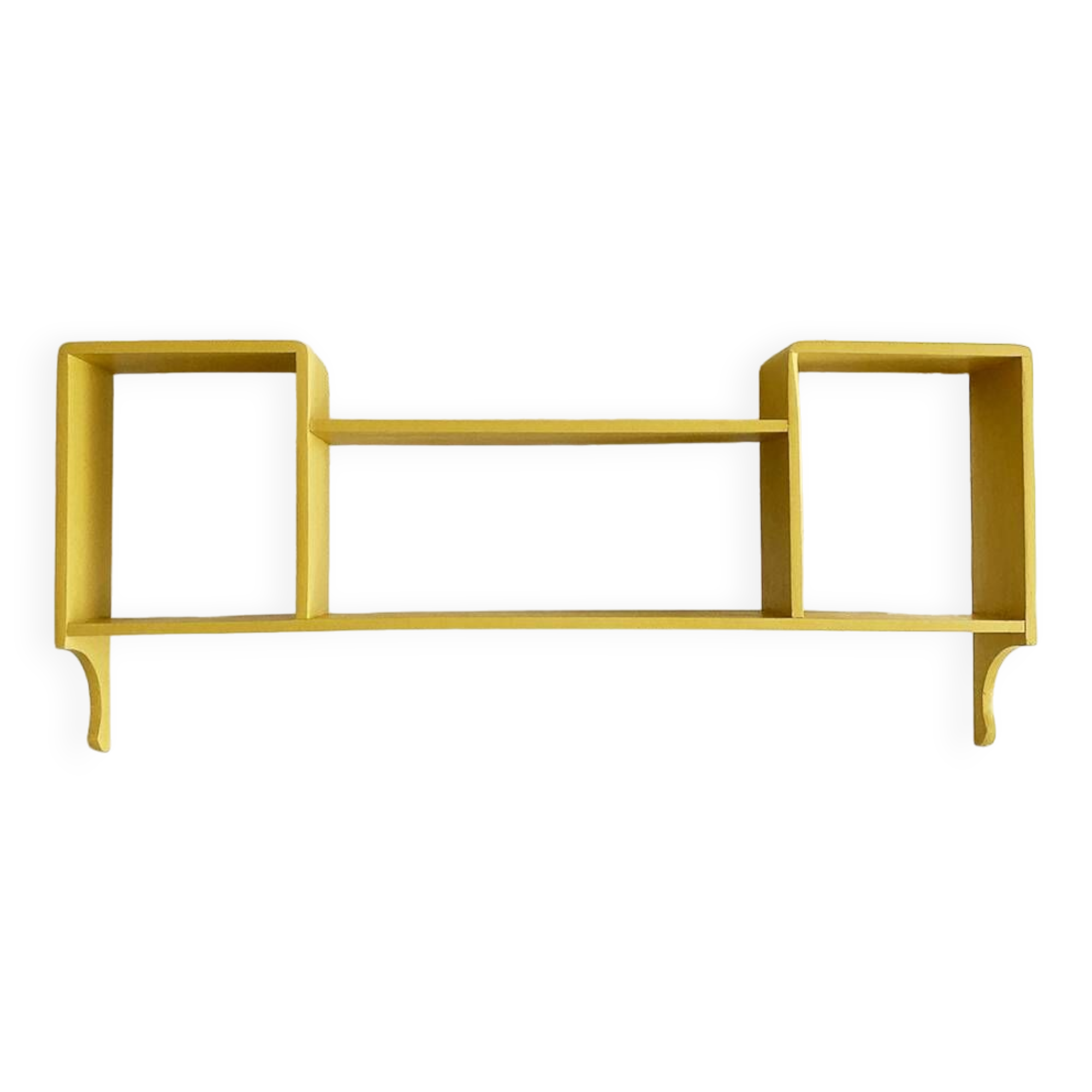 1960s wooden wall shelf with 3 compartments