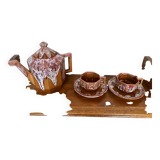 Antique gf art deco teapot flamed ceramic brown vintage