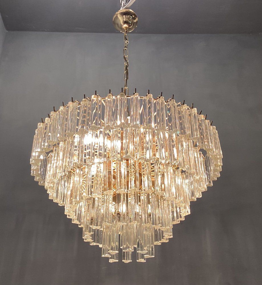 Italian murano glass prism triedri chandelier from venini