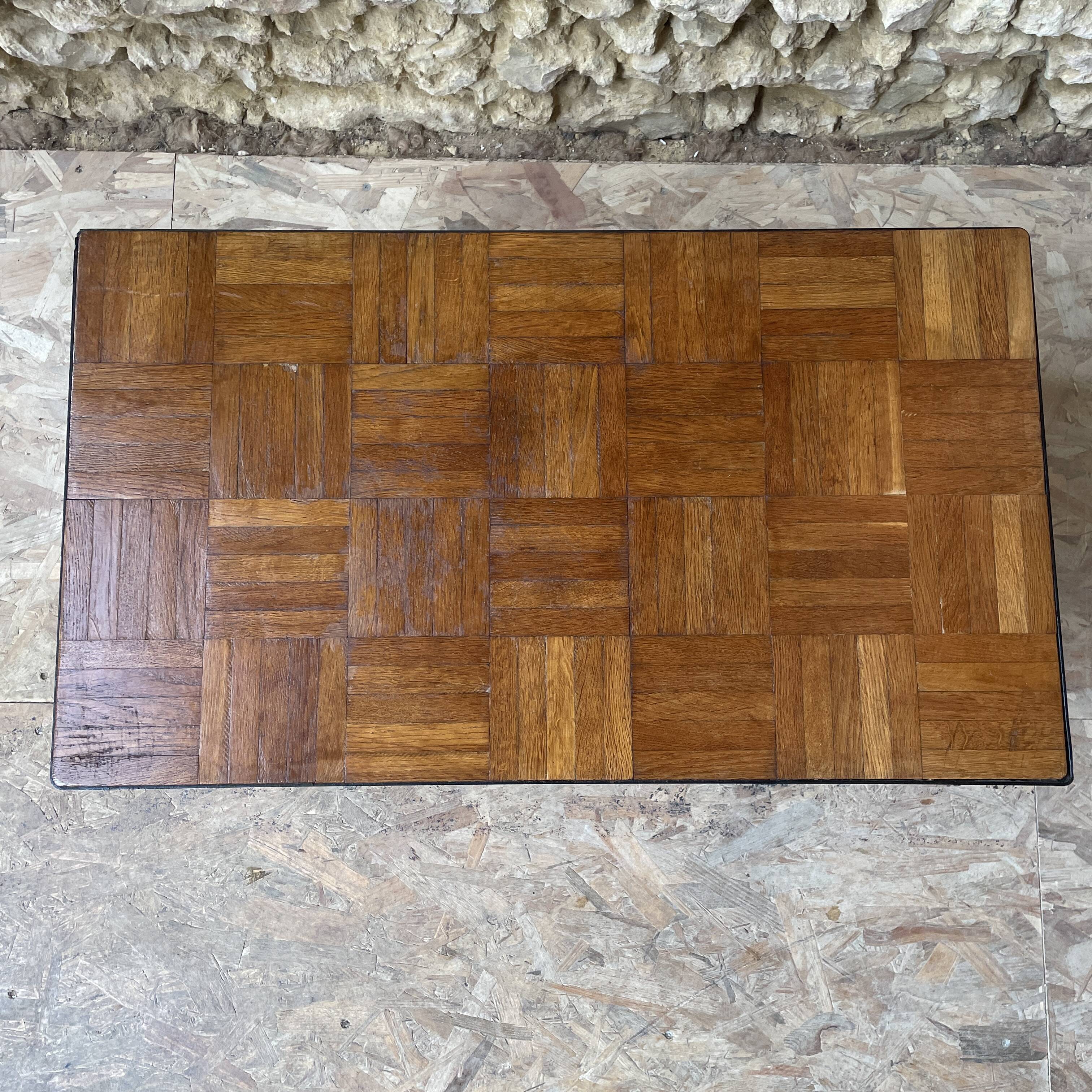 Marquetry wooden top coffee table