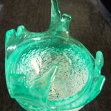 Blown glass empty pocket, thick, free-form, 80s design