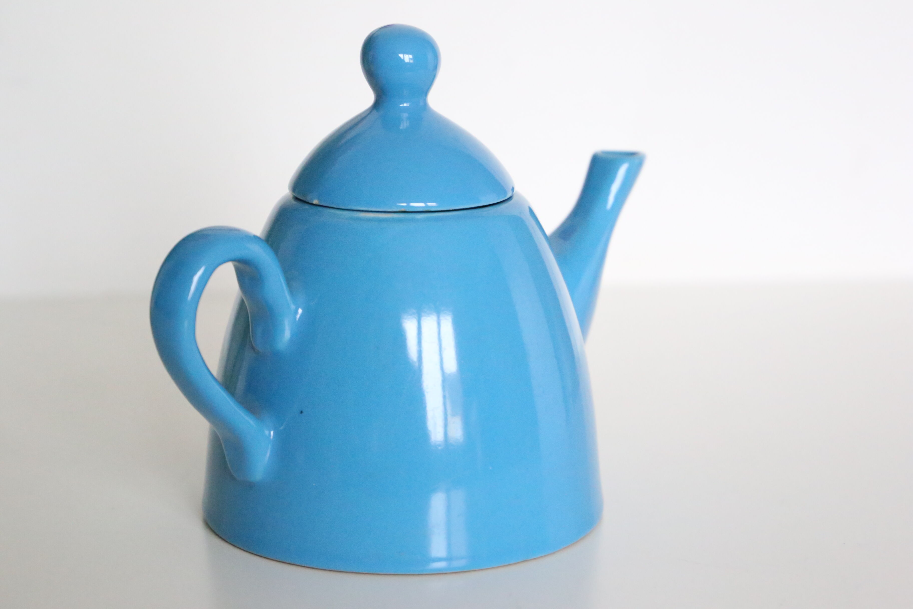 Blue ceramic teapot, vintage
