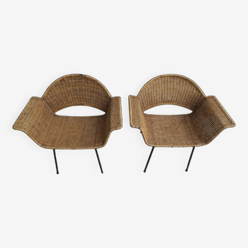 Pair italian wicker chairs