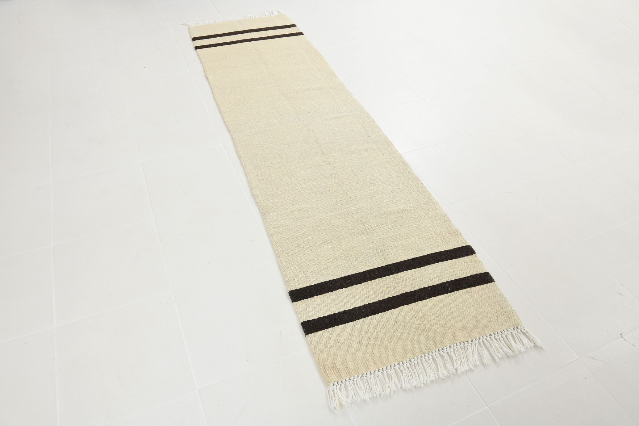 Handmade hemp runner rug 283x77 cm