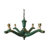 Chandelier with 4 arms in celadon green ceramic.