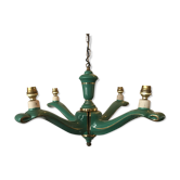 Chandelier with 4 arms in celadon green ceramic.