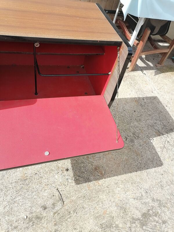 Bar roulant pieds eiffel formica 1950 60