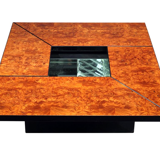 Coffee table bar Paul Michel in elm magnifying glass