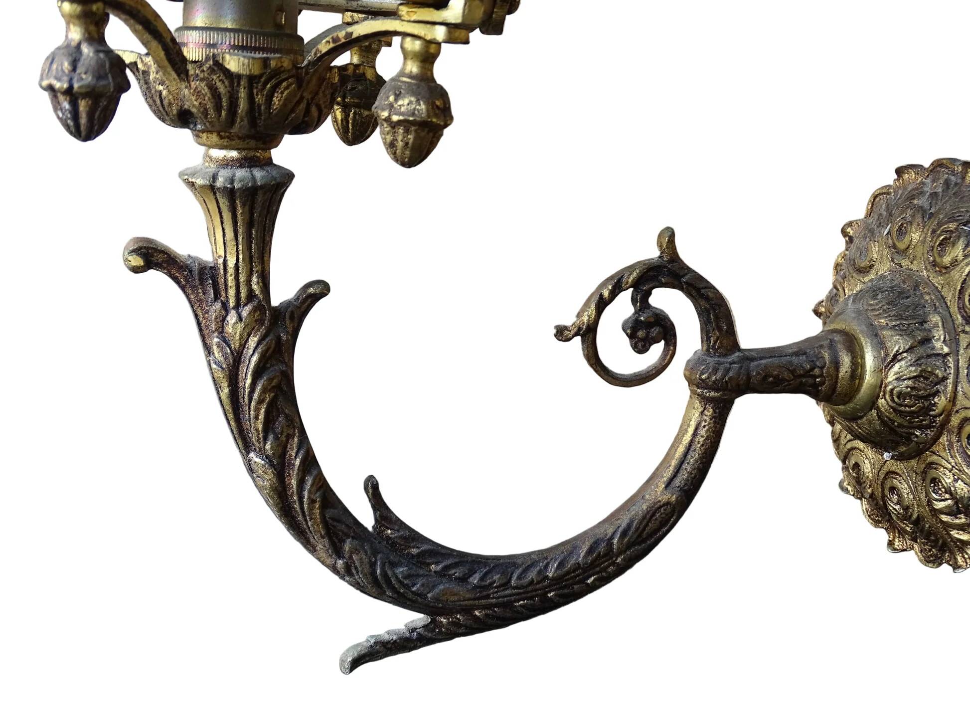 Applique murale vintage française avec lanterne en verre taillé