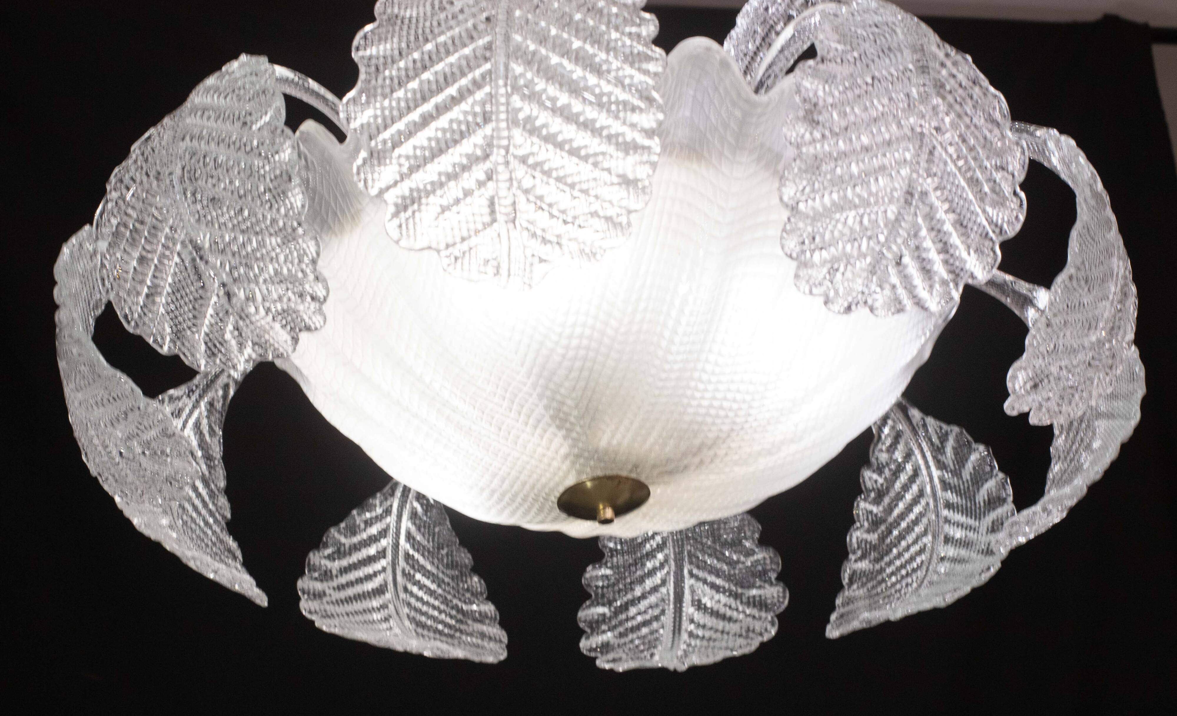 Art Decò, Barovier & Toso Chandelier, Murano Glass, 1950s