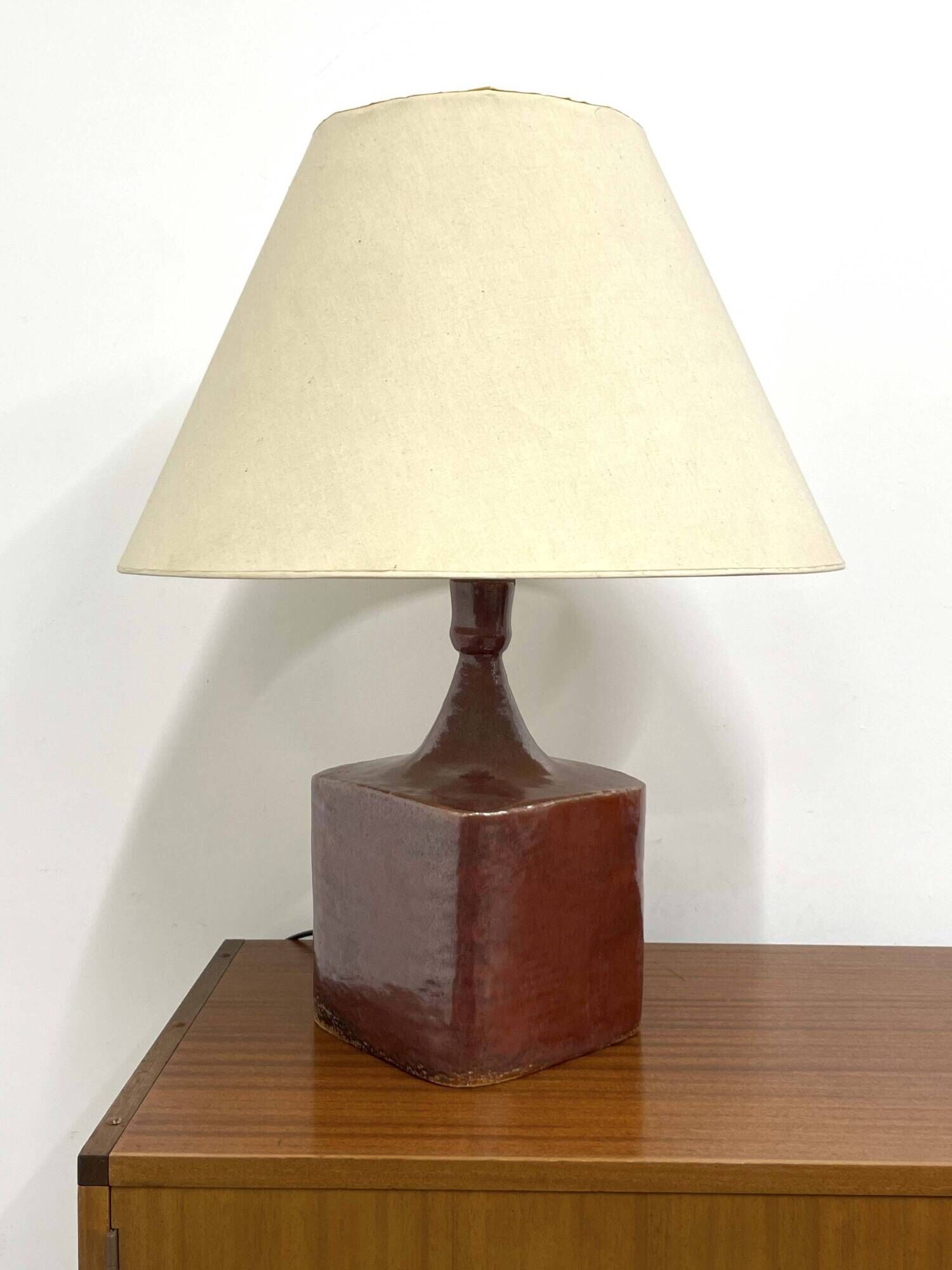 Large ceramic lamp, signed and dated 1979.