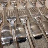 11 silver plated dessert forks, Francia goldsmith, single-flat, 18.9cm