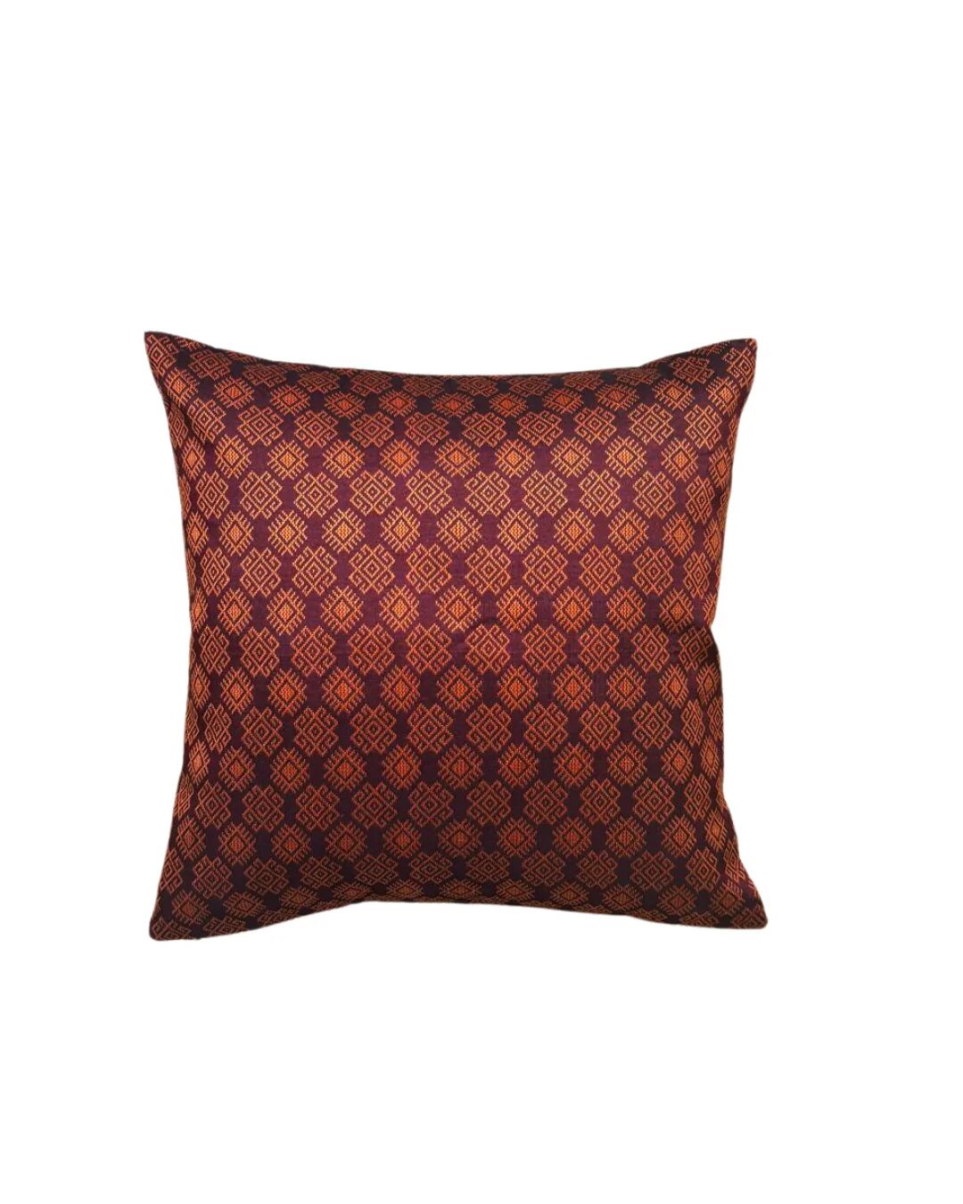Burgundy and orange Kachin cushion cover (RIDA)