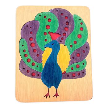 Wooden puzzle peacock pattern