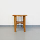 Guéridon vintage en bois clair des années 50 60