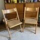 Pair of folding wooden chairs and vintage cannage