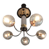 Vintage 1980 smoked glass pendant light