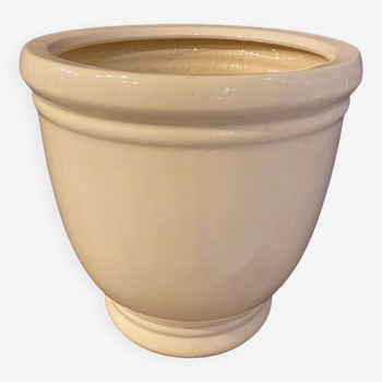 Ceramic pot cover light stoneware color round shape