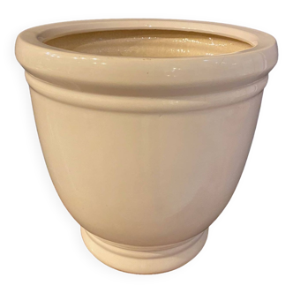 Ceramic pot cover light stoneware color round shape