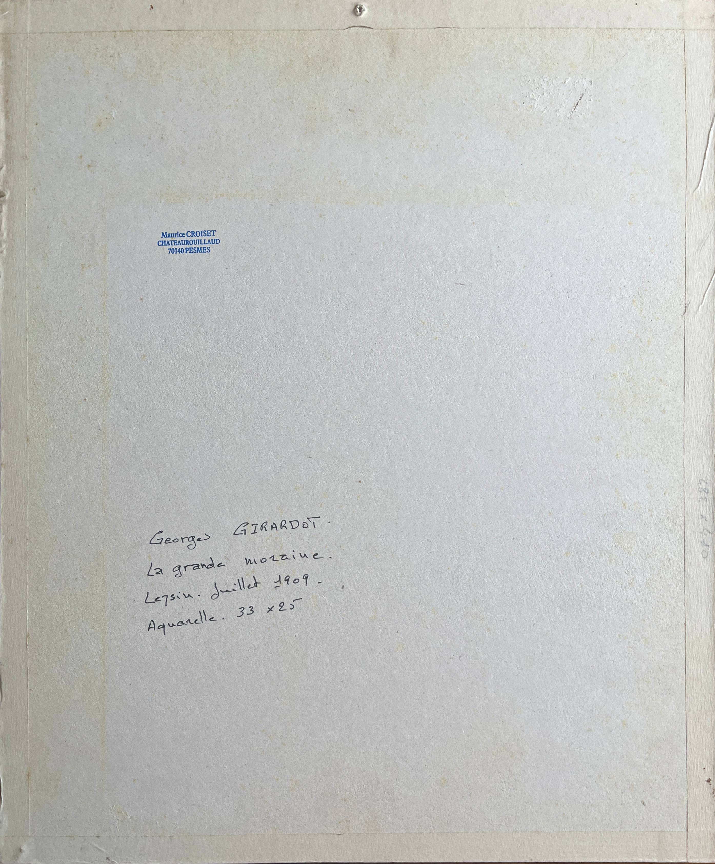 Watercolor painting g. girardot (1856-1914) "la grande morzine" leysin 1909