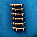 6 porte-couteaux chien en métal doré à l’or fin