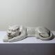 Large elongated panther in crackled earthenware, vintage 1960s-1980s.