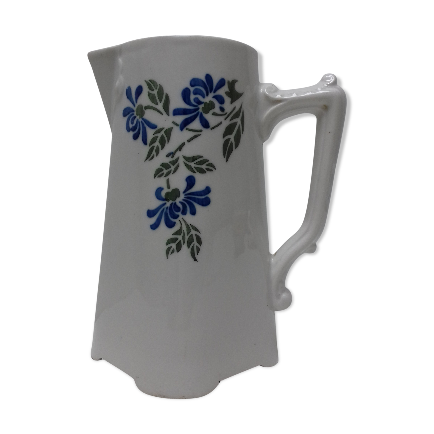 Ancient pitcher ceramic blue flowers