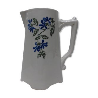 Pichet ancien céramique fleurs bleu