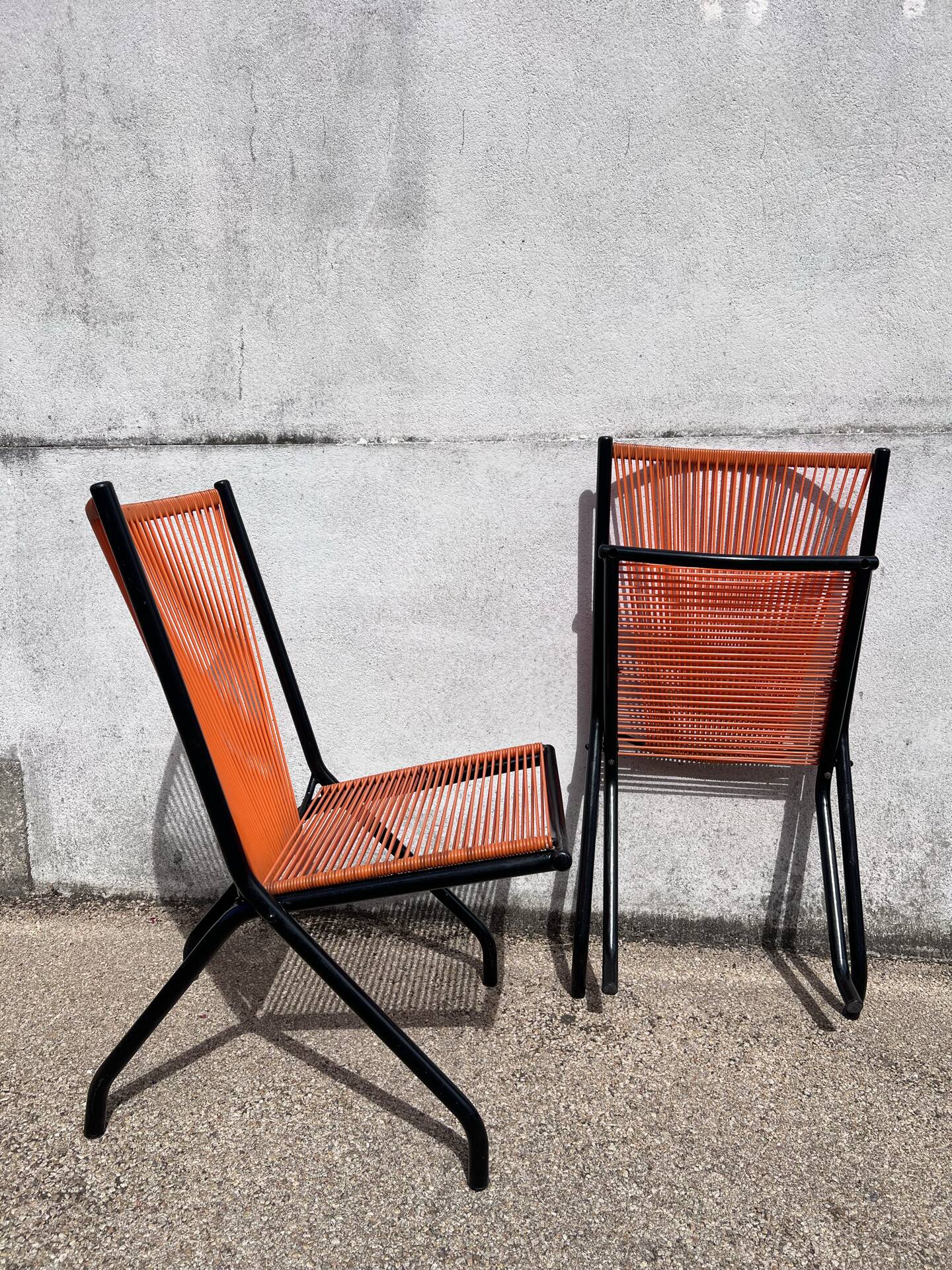 Paire Chaises pliantes scoubidou 1970's