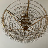 Brass chandelier and crystal tassel waterfall