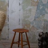 Round beech stool by a Danish cabinetmaker, mid-century modern, 1970s.