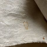 Nappe en toile de chanvre brut 19e brodée XXL