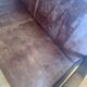 Vintage colonial-style bench in solid wood and patinated leather.