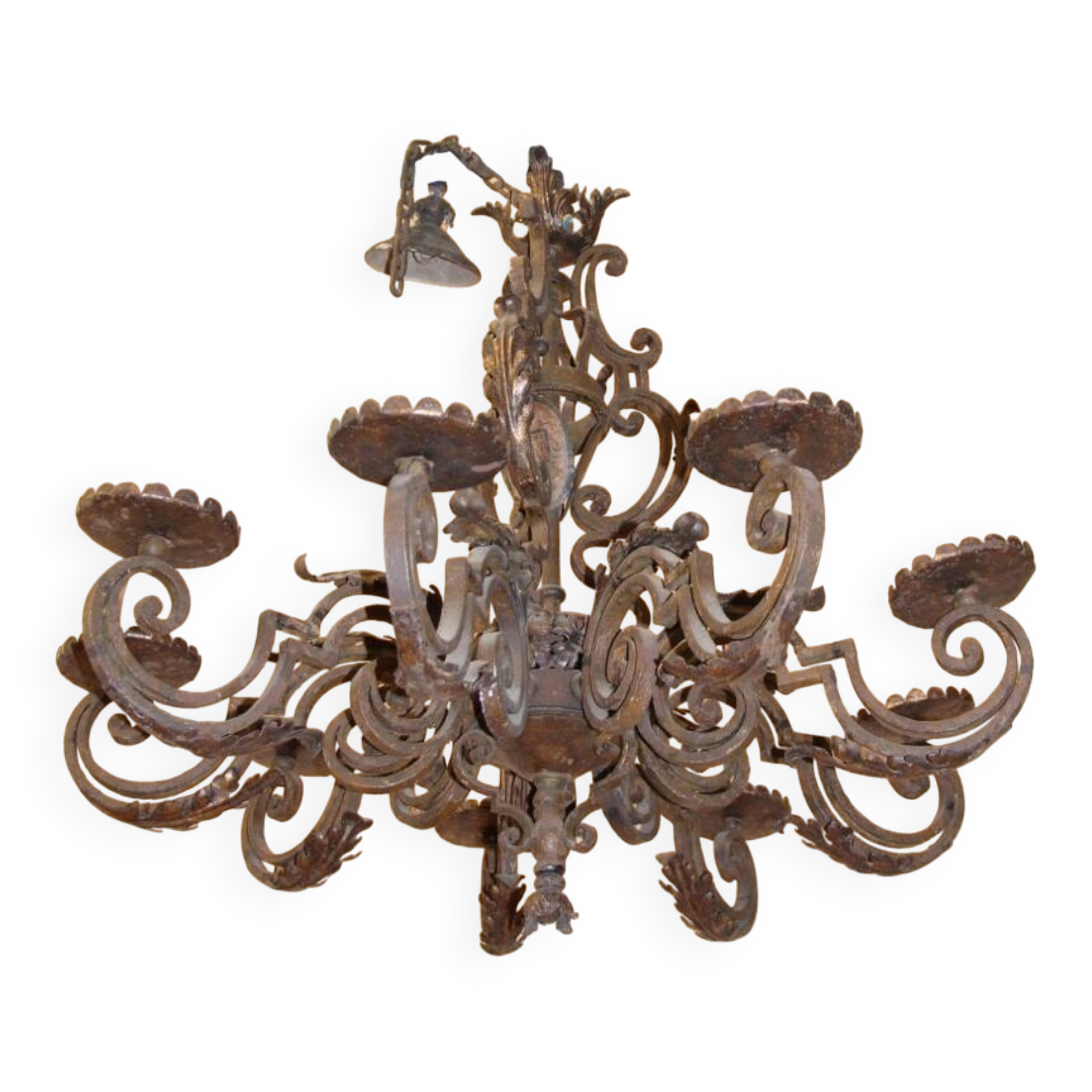 lustre en fer forgé XVIIIème XIXème aux armoiries