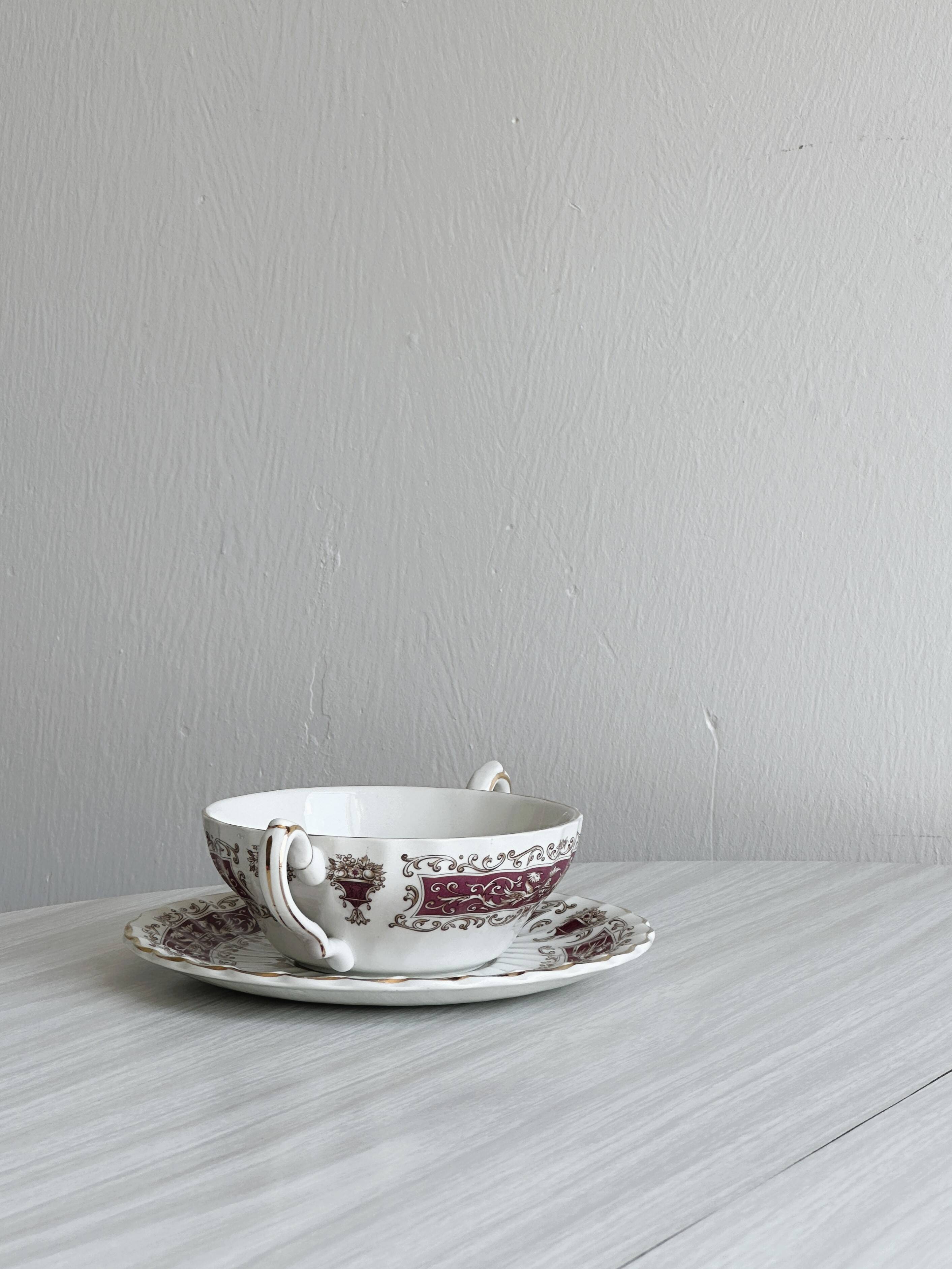 Myott Rialto Ironstone English porcelain two-handled cup.