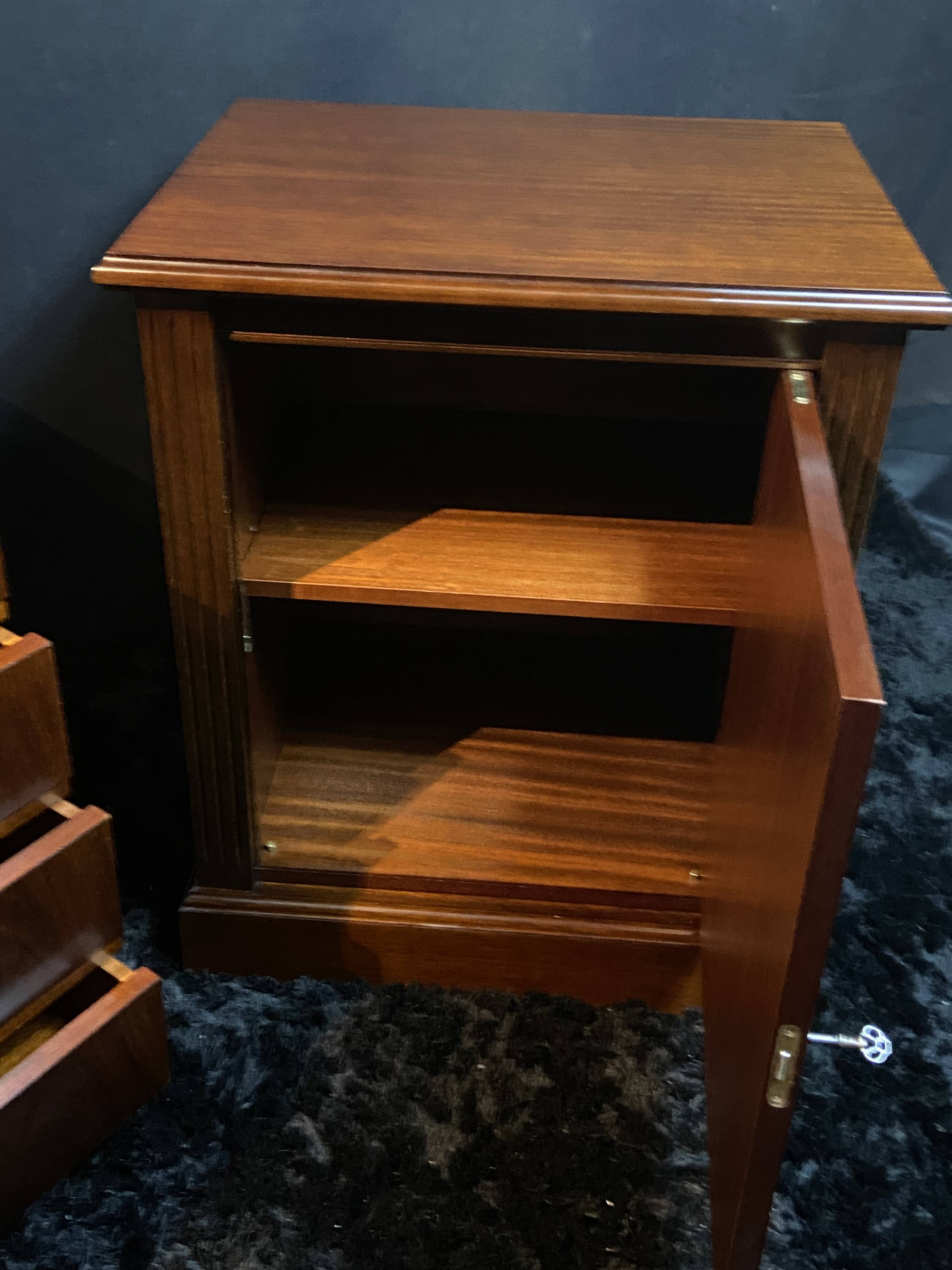 Pair of desk cabinets, mahogany filing boxes in English style.