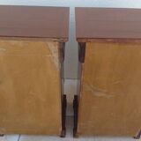 2 bedside tables in solid cherry wood, one drawer, one door with knob