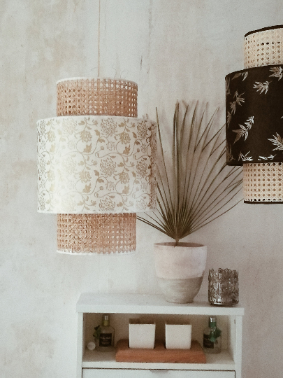 Lampshade in cannage