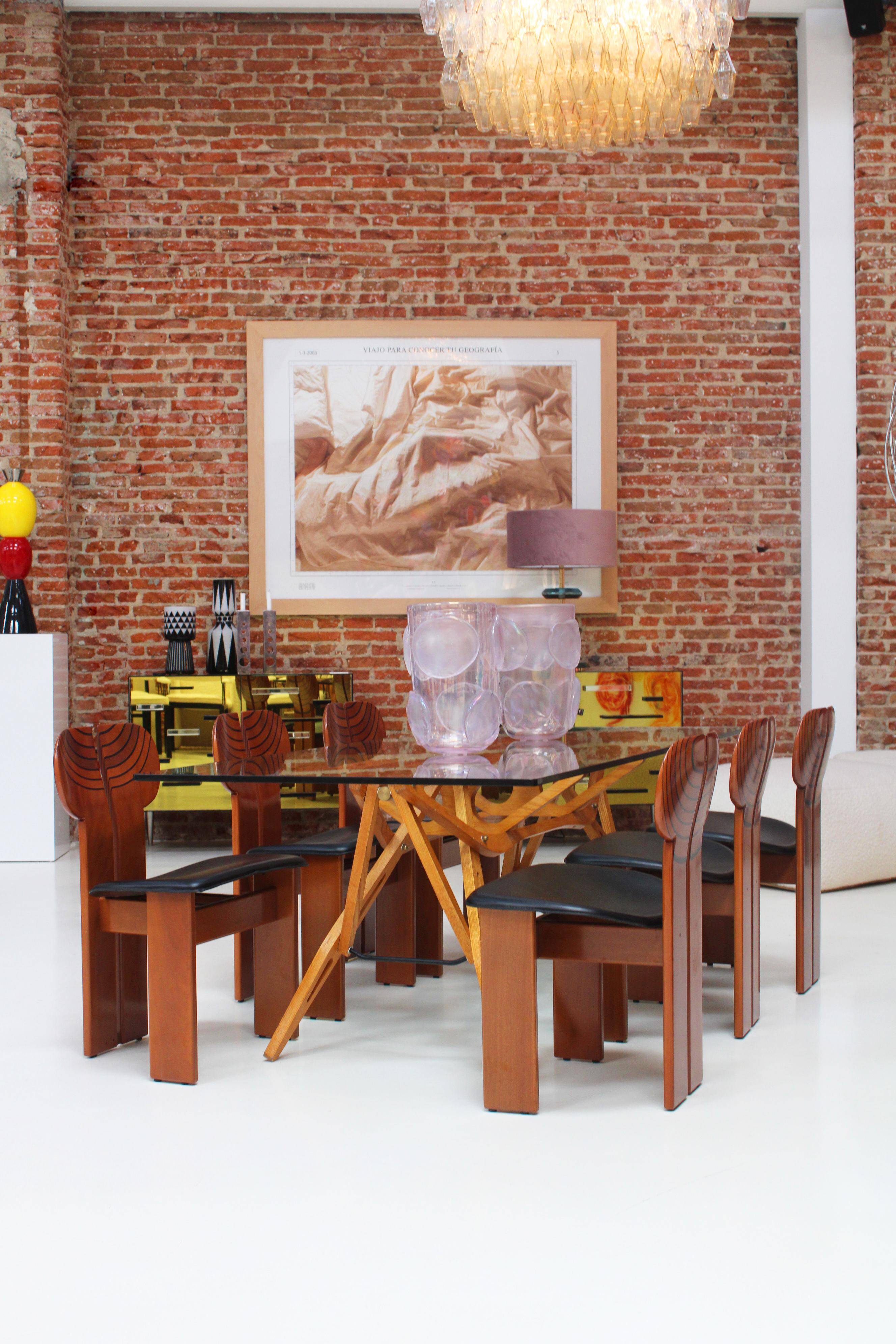 Original Africa Italian Dining Chairs Designed by Afra & Tobia Scarpa Maxalto