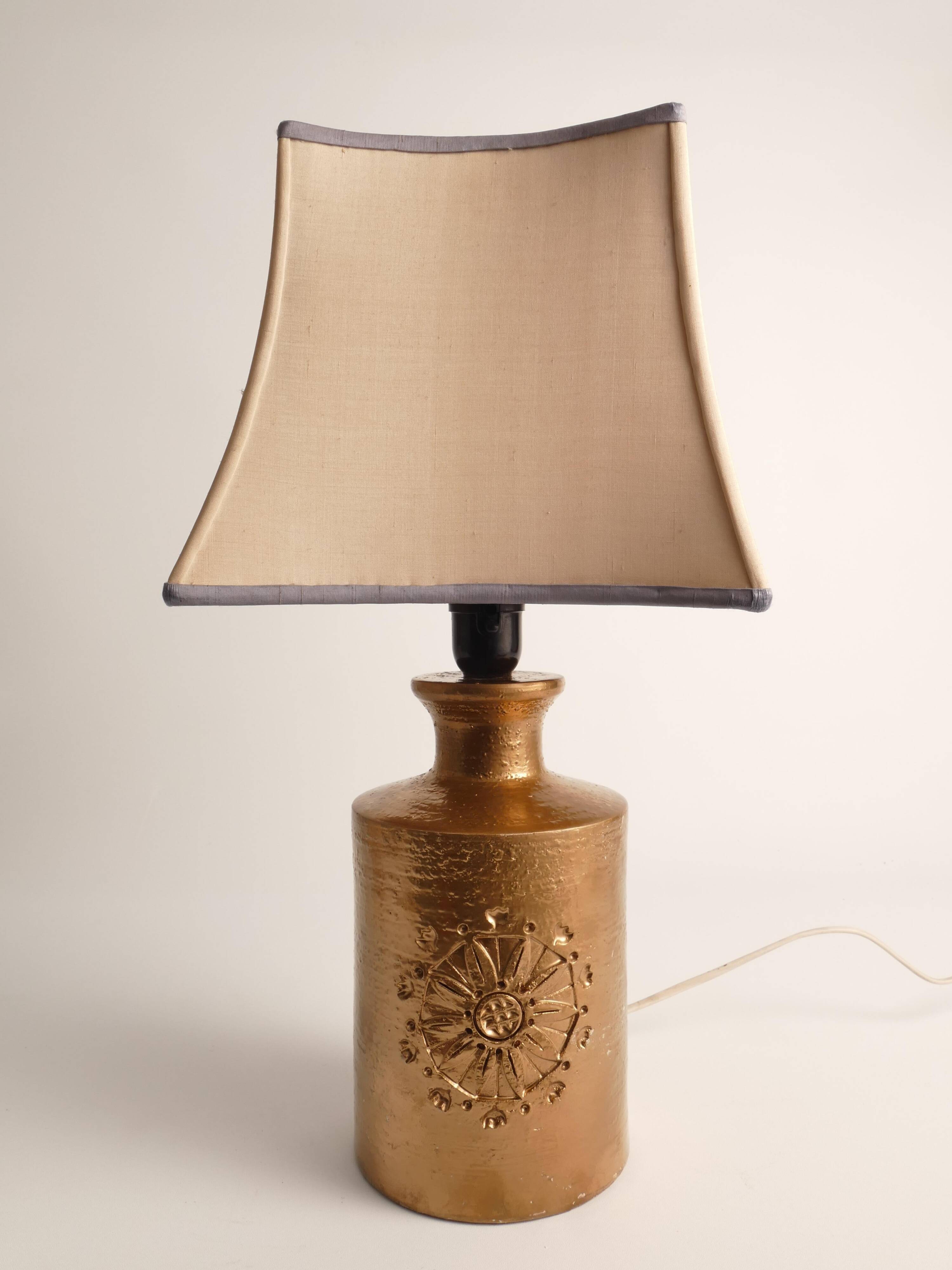 Gold Glazed Ceramic Table Lamp by Bitossi for Bergboms, 1970's