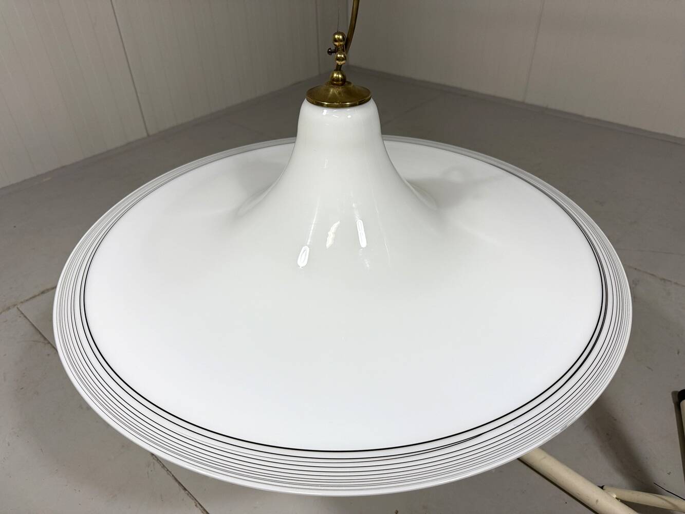 Large white glass hanging lamp by Vistosi, Italy