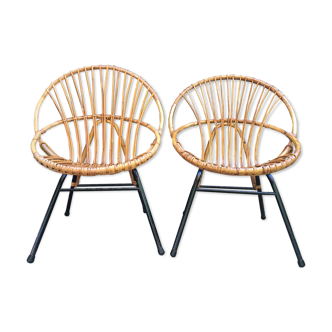 Rattan basket armchairs