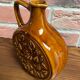Vase rond allemand à motif floral, pichet ornemental en céramique marron avec anse