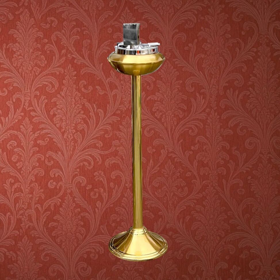 Brass footed ashtray, chrome metal, match display from the 60s and 70s.